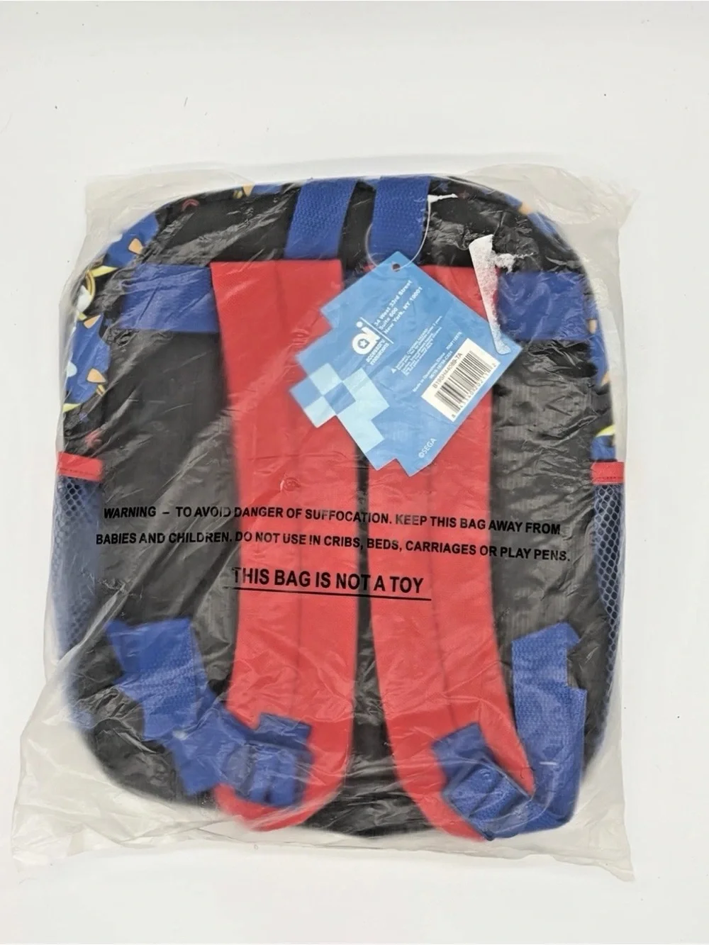 Blue Red Sonic the Hedgehog Kids Backpack – Rings Graphic